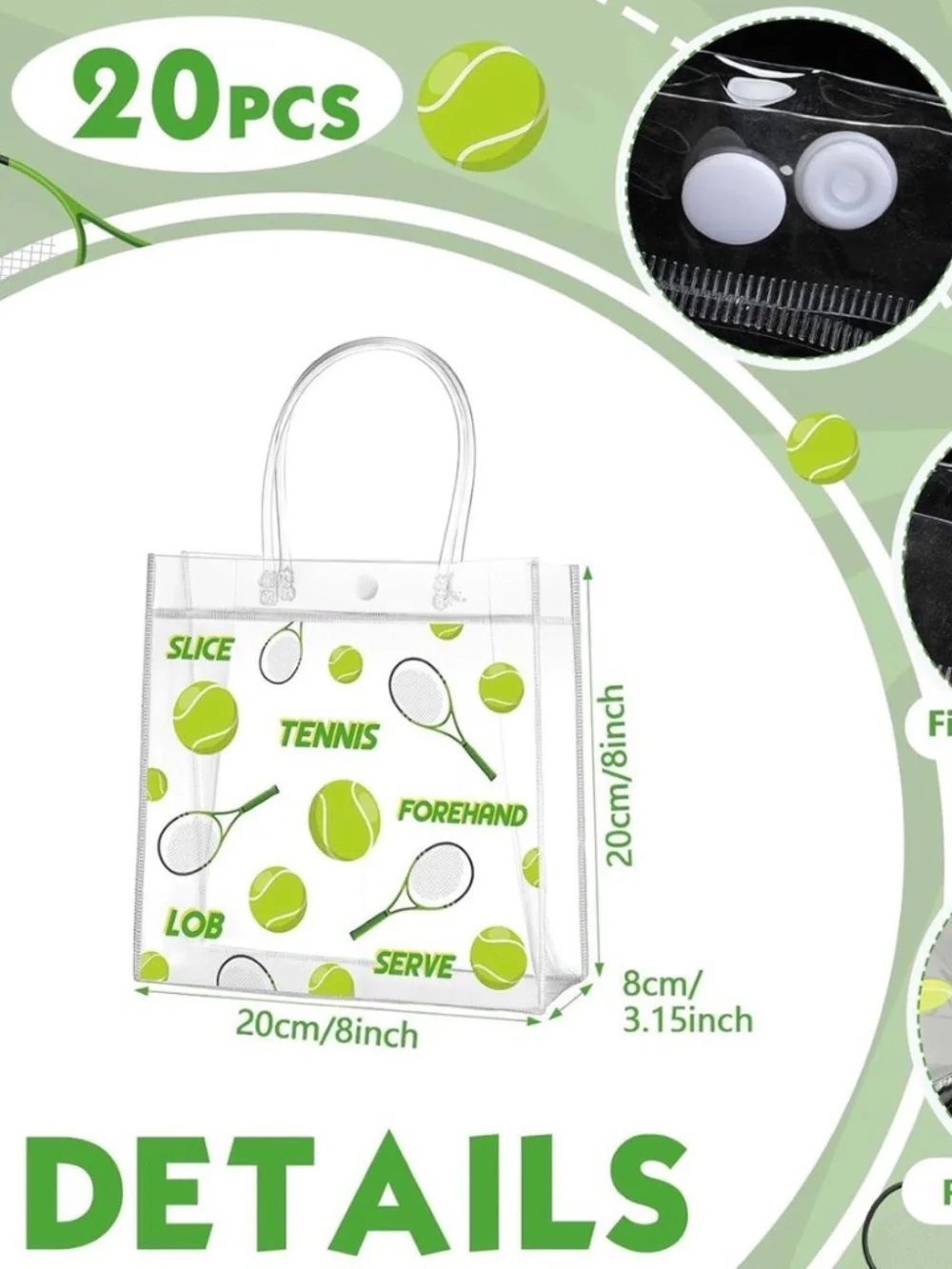 20 Pcs Tennis Party Favor Bags with Handles Candy Treat Bags Sports Goodies